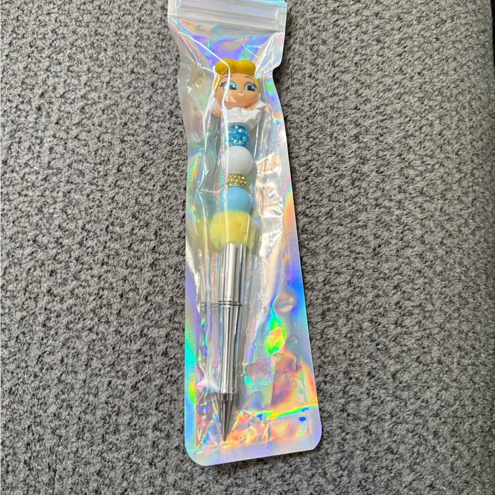 Custom Disney Elsa Blue and Yellow Party Pen with Decorative Character Top
